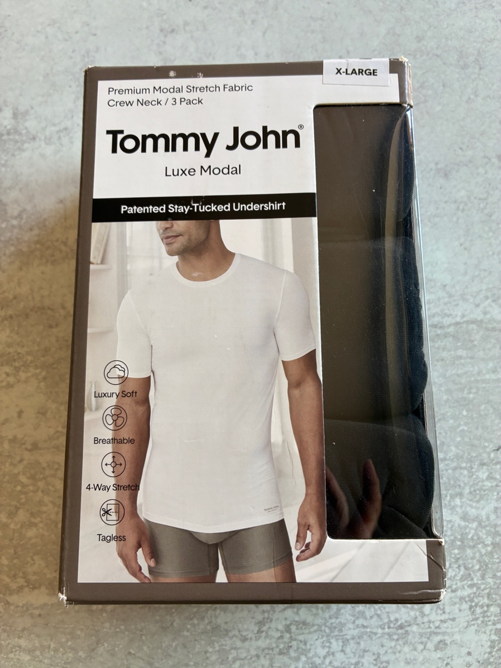 Tommy John Luxe Modal Crew Neck Undershirt 3 Pack Black XL NWT